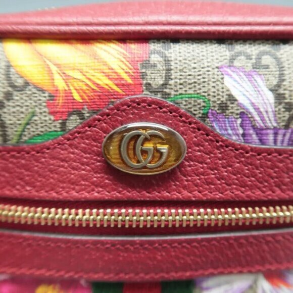 GUCCI Ophidia Red&Brown Canvas Shoulder Bag 500-082725 - Picture 8 of 12